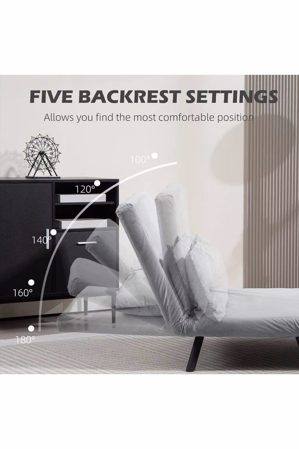 ERGOVEXA 4-in-1 Velvet Double Sofa Bed in Grey with Click-Clack Sleeping Function and Scatter Cushions – 2
