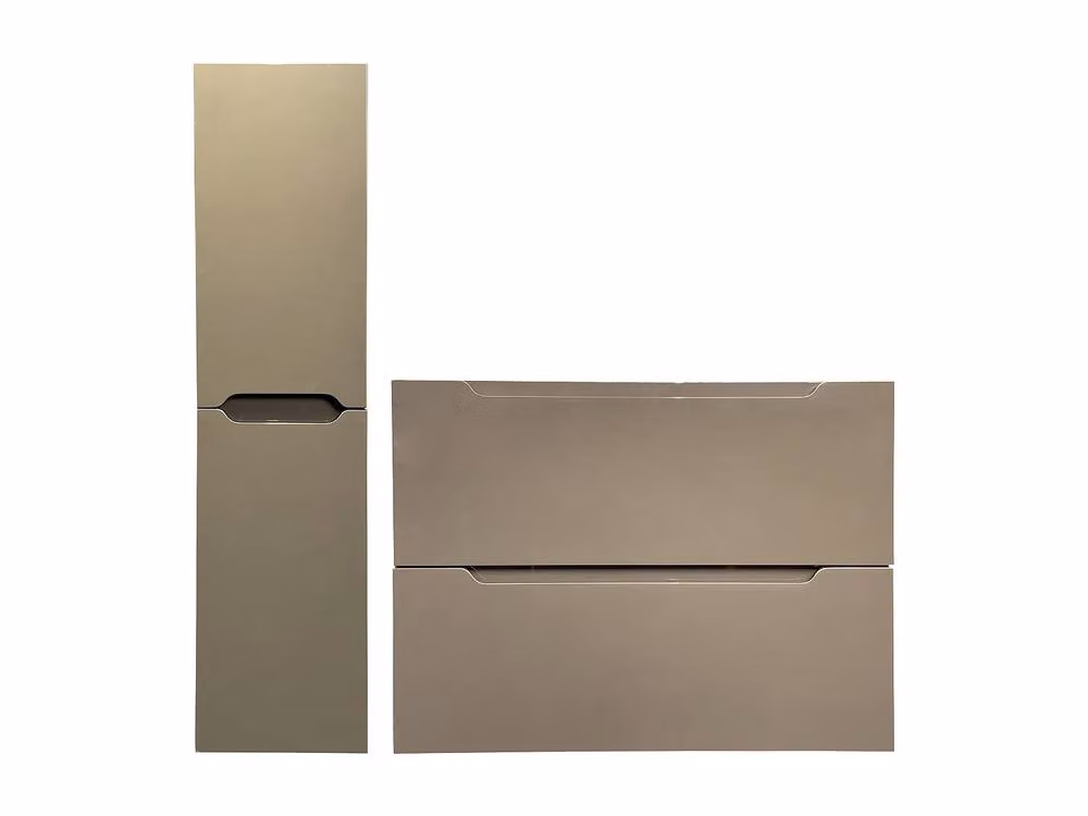 Vente-unique STEFANIE Wall-Hung Single Basin Vanity Unit and Tall Cabinet in Taupe, W: 80 cm – 2