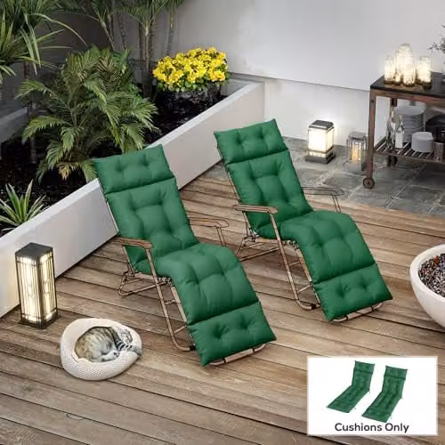 Outsunny Set of 2 Green Sun Lounger Cushions, W/D/H: 190 x 56 x 10 cm – 8