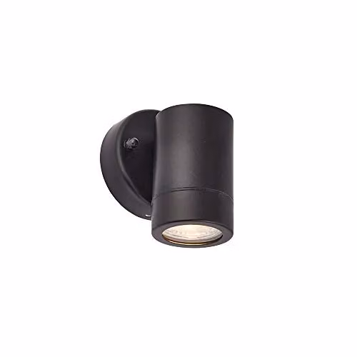 Netlighting Palin Black Stainless Steel and Glass IP44 Outdoor Wall Light with GU10 Bulb Replacement – 1