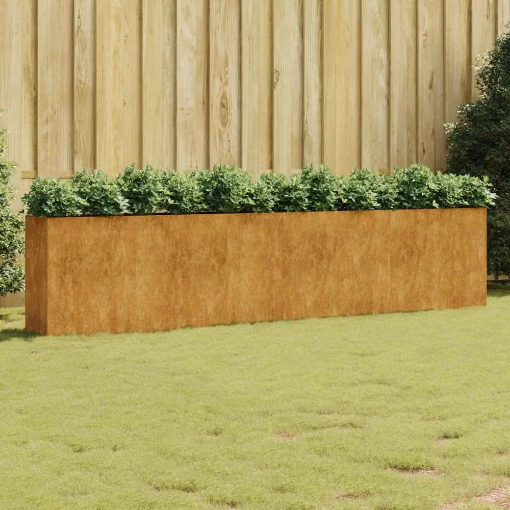 Berkfield Home Garden Corten Steel Raised Bed in Brown, W/D/H: 360 x 40 x 80 cm – 1