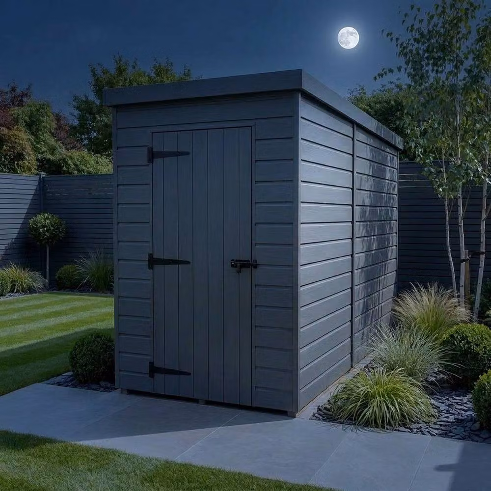 Buttercup Farm Grey Composite Pent Garden Shed with Single Door, W/D/H: 305 x 122 x 210 cm – 3