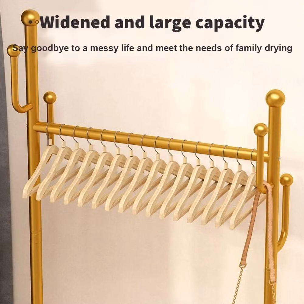 EONLION Heavy Duty Double Clothes Rail in Glossy Gold – 4