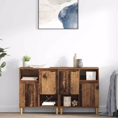vidaXL Set of 2 Modern Sideboards in Brown Old Wood, W/D/H: 60 x 35 x 70 cm – 2