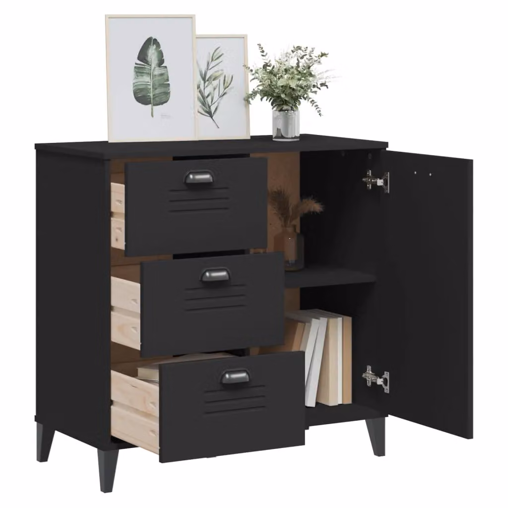 Berkfield Home VIKEN Black Engineered Wood Sideboard W/D/H: 80 x 40 x 80 cm – 3