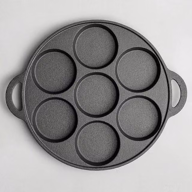 NESTLUNE 7-Hole Cast Iron Egg and Pancake Frying Pan, Black, W: 100 cm, D: 15 cm, H: 15 cm