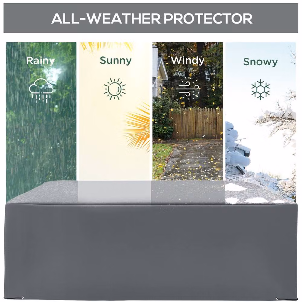 STILVORA Water-Repellent Polyester Garden Furniture Cover in Grey, W: 225 cm x D: 210 cm – 3