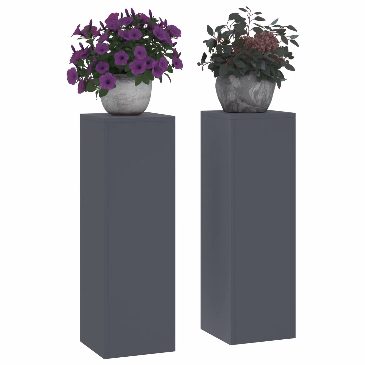 Berkfield Home Outdoor Steel Plant Stand Tub Set in Anthracite, 2 Pieces, W/D/H: 24 x 24 x 75 cm – 3