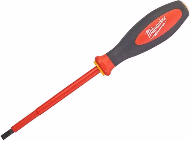 Milwaukee Hand Tools VDE Slim Slotted Screwdriver, Red