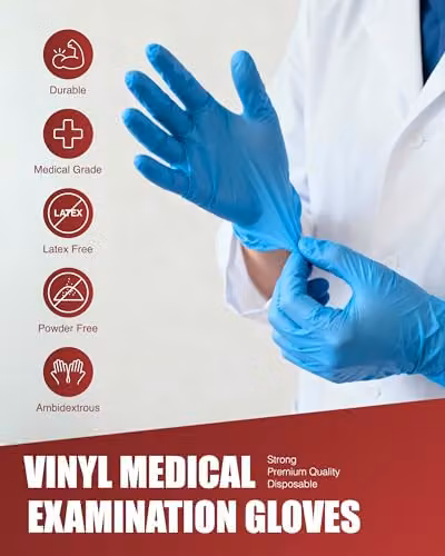 Merrimen Blue Vinyl Disposable Gloves, Powder and Latex Free, Pack of 100 – 2
