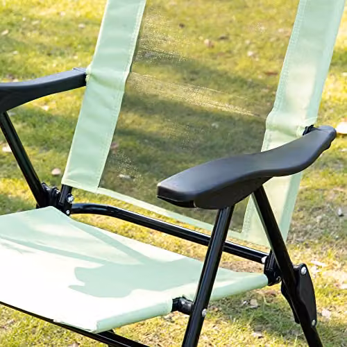 Outsunny Set of 2 Green Folding Garden Recliner Chairs with Adjustable Headrests and Armrests – 5
