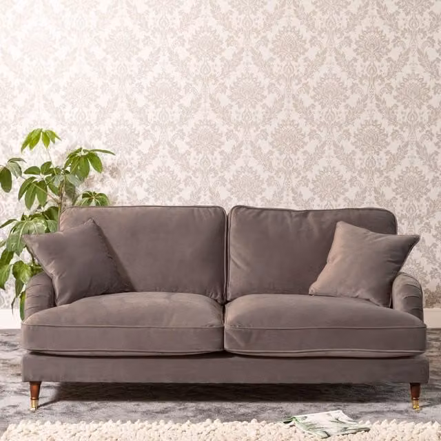 Artemis Home Mackenzie 3 Seat Velvet Sofa in Beige, Brown or Grey