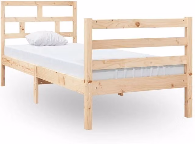 Berkfield Home Small Single Solid Pine Wood Bed Frame, Brown, W: 75 cm, L: 190 cm
