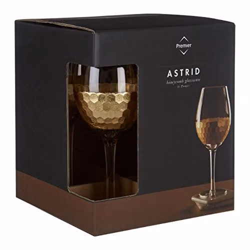 Orsina Set of 4 Gold Geometric Large Wine Glasses – 4