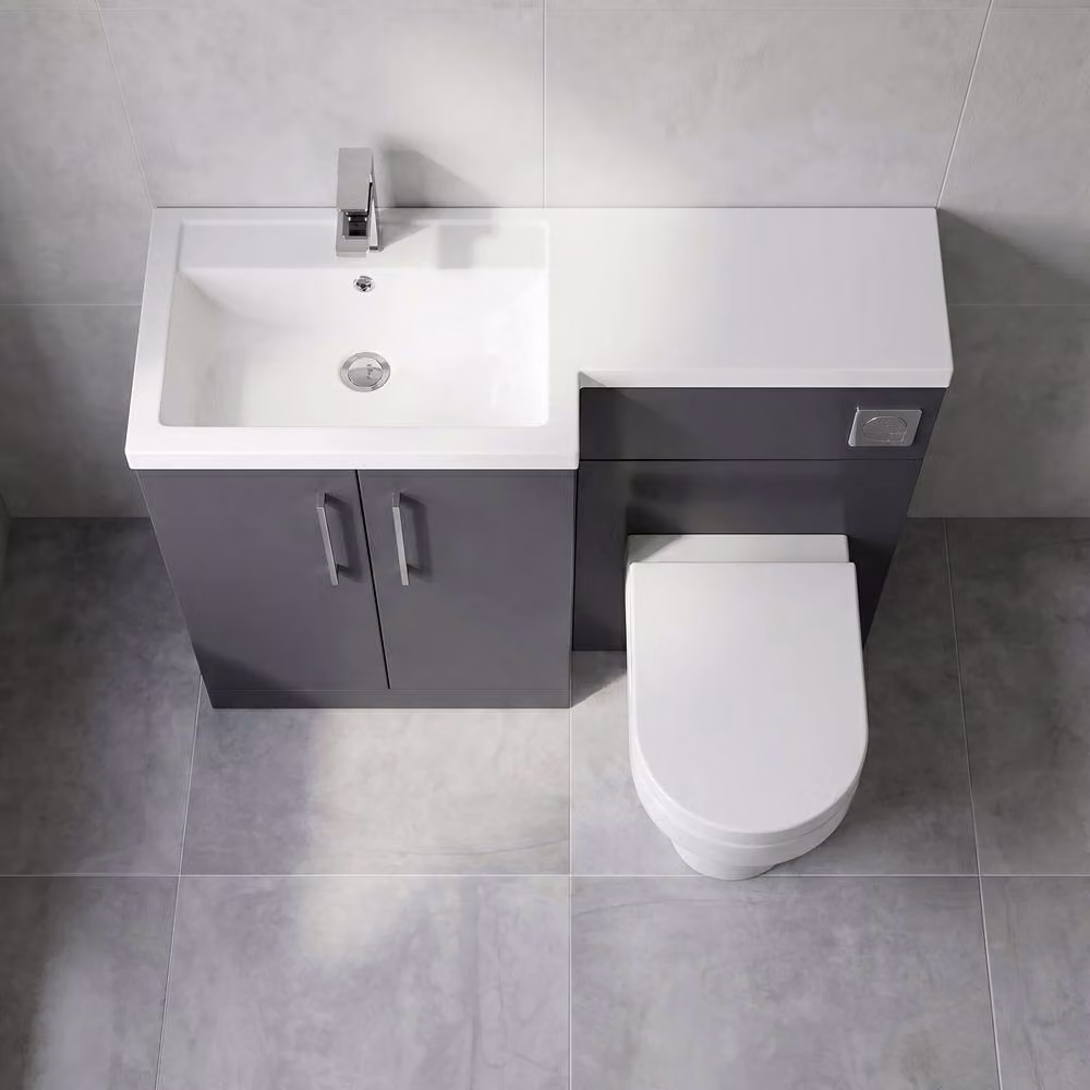 Balterley Modern Floor Standing Bathroom Vanity, WC Unit, Pan, Seat and Cistern Set in Matt Dark Grey – 3