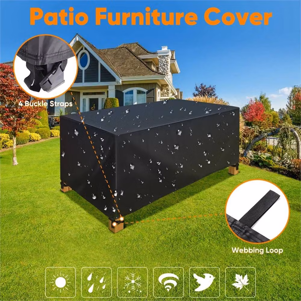 EONLION Black Water-Repellent Oxford Fabric Garden Table Cover – 5