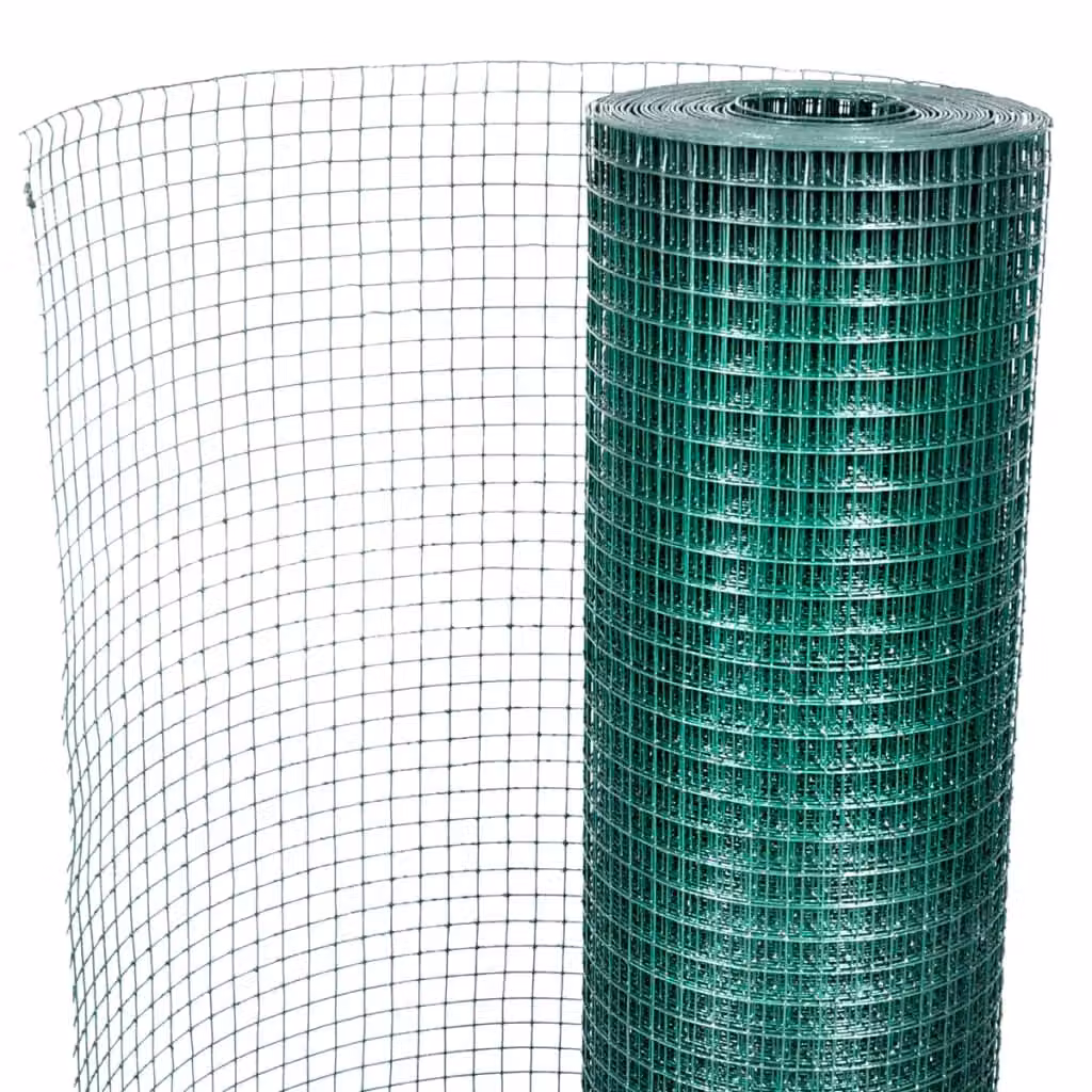 Berkfield Home Green Galvanised Steel Chicken Wire Fence, PVC Coated, 1 x 25 m – 4