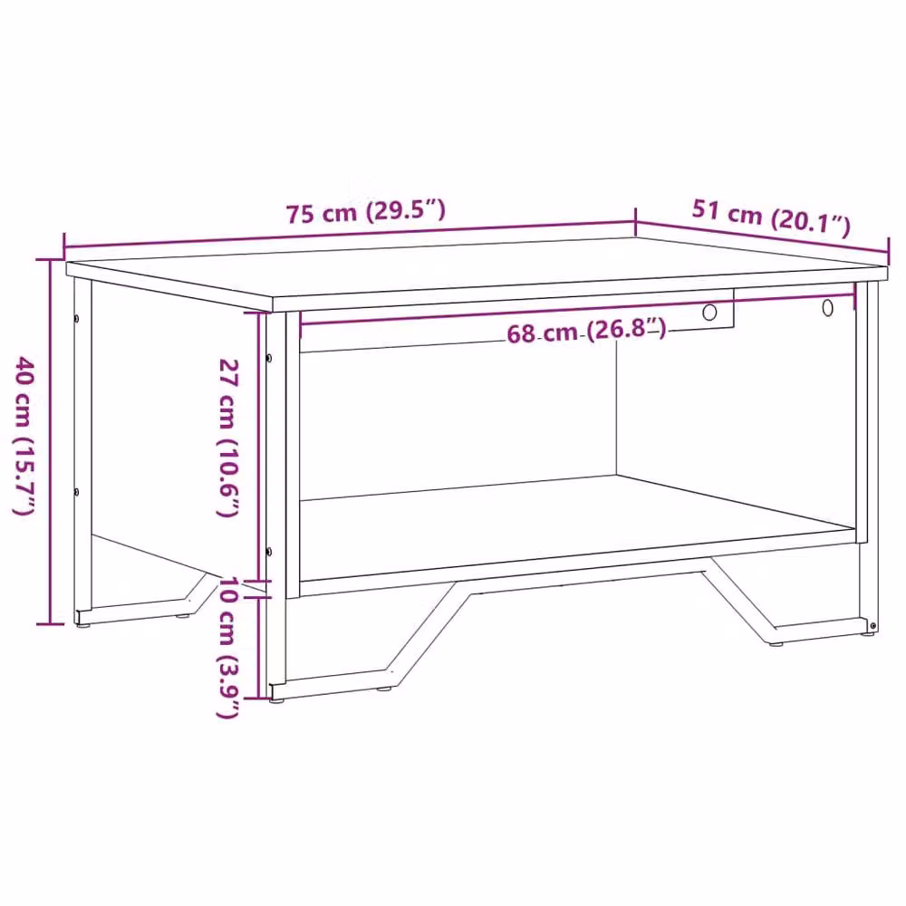 Berkfield Home Modern Black Coffee Table W/D/H: 75 x 51 x 40 cm – 7
