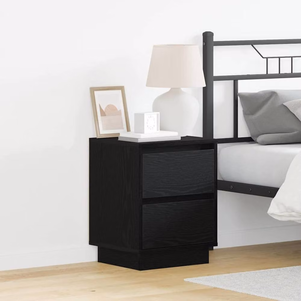 Berkfield Home Modern Bedside Cabinet with Integrated LED Lights, Black, W: 39 cm, D: 34.5 cm, H: 50 cm – 4