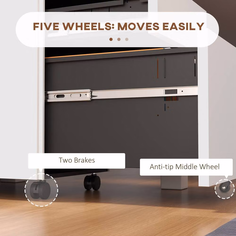STILVORA Mobile Filing Cabinet with 3 Drawers and Lock in White – 6