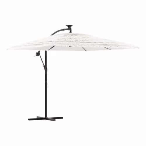 vidaXL Garden Parasol with Steel Pole, White, W: 246 cm, D: 246 cm, H: 230 cm – 1