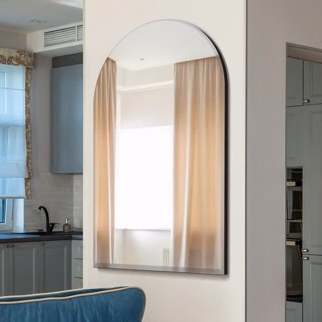 MirrorOutlet Arched Modern Venetian Glass Wall Mirror, Clear, W: 80 cm, H: 120 cm
