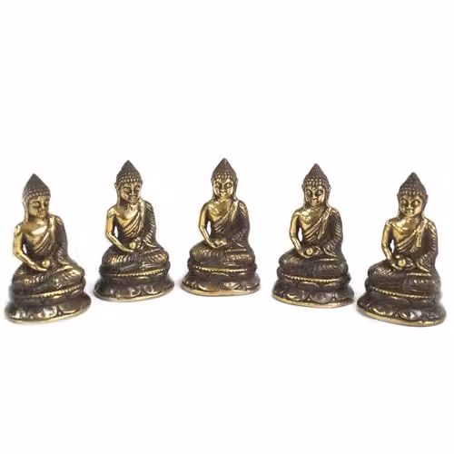 KDMD Mini Meditating Sitting Buddha Tabletop Ornament in Gold Metal – 2