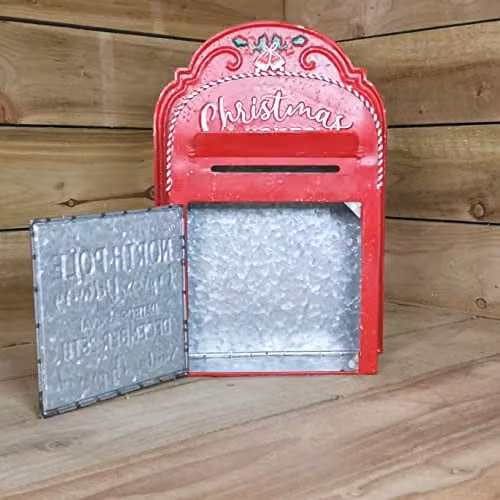 Samuel ALEXANDER Red and White Christmas Santa Metal Wall Post Box, H: 39 cm, W: 27 cm, D: 10 cm – 3