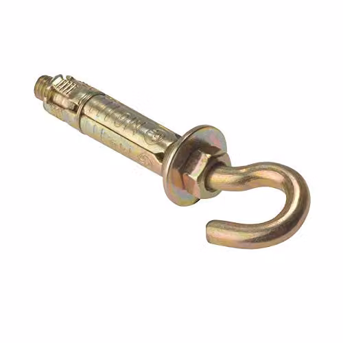 ForgeFix Galvanised Steel Masonry Expander Hook Bolts, M6, Gold, Pack of 10