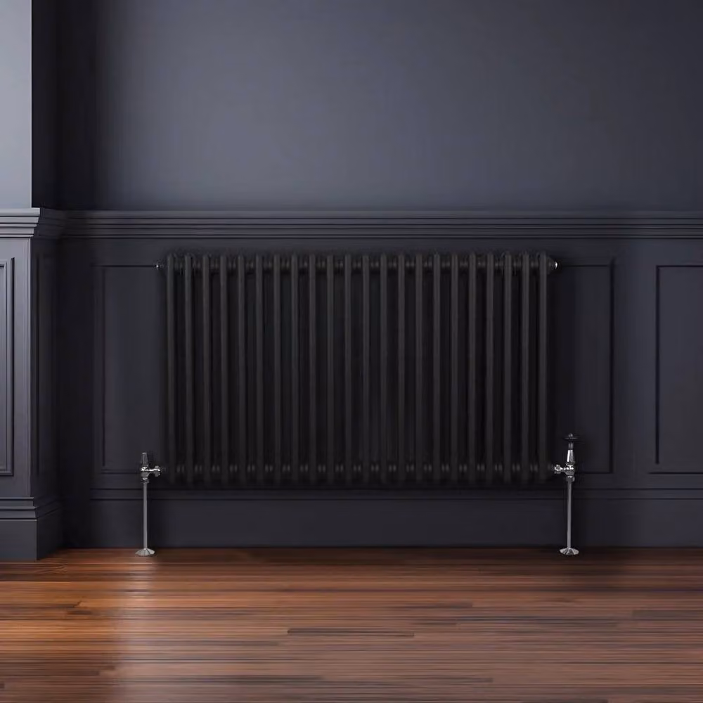 Monstershop Traditional 2 Column Steel Radiator in Black, H: 101 cm, W: 60 cm, D: 7 cm – 4