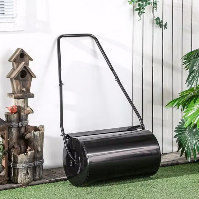 DURHAND Heavy Duty Steel Garden Lawn Roller, Black