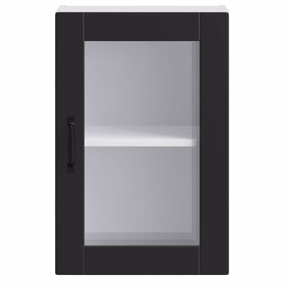 Berkfield Home Porto Modern Kitchen Wall Cabinet with Glass Doors in Matt Black – 4