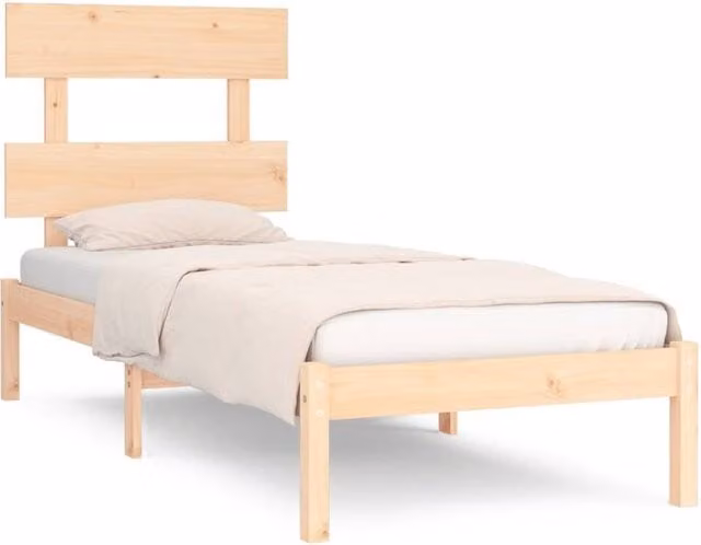 Berkfield Home Single Solid Wood Pine Bed Frame, Brown, W: 90 cm, L: 190 cm