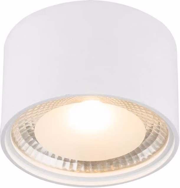 Netlighting Serena Surface Mounted Downlight in White with Transparent Glass Shade, LED Warm White 3000K