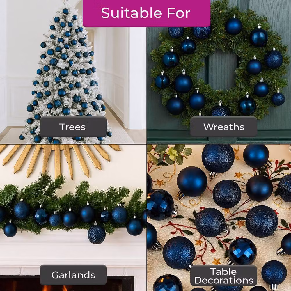 Neo Set of 36 Round Blue Christmas Tree Bauble Ornaments – 2