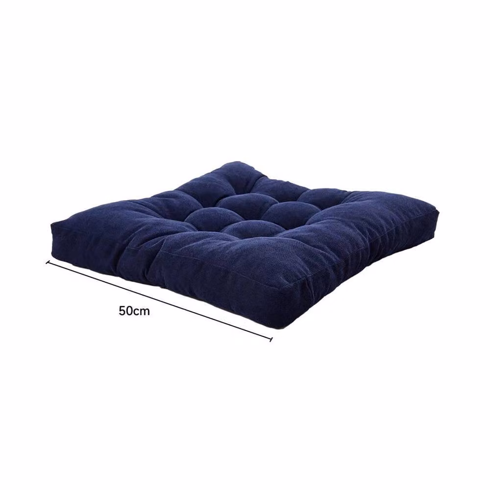 EONLION Dark Blue Large Square Thick Chair Cushions, W: 50 cm, D: 50 cm, H: 50 cm
