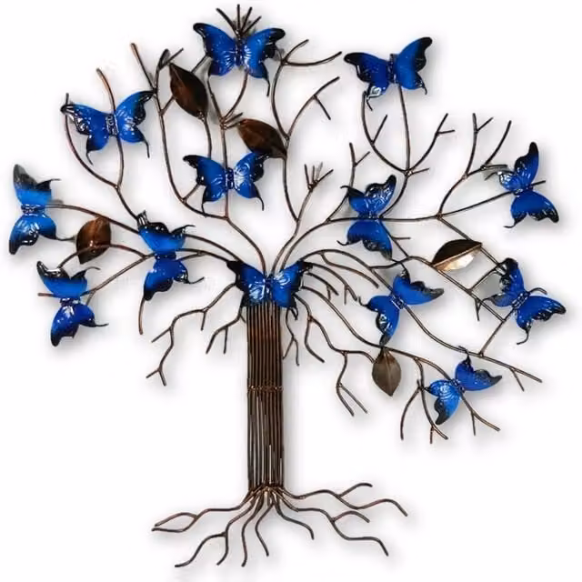 On Trade Winds Blue Metal Butterfly Wall Decoration