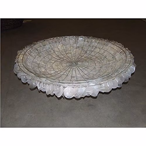 Orsina Capiz Wire Framed Metal Display Platter in Silver and White, W/D/H: 35.0 x 35.0 x 1.0 cm – 2