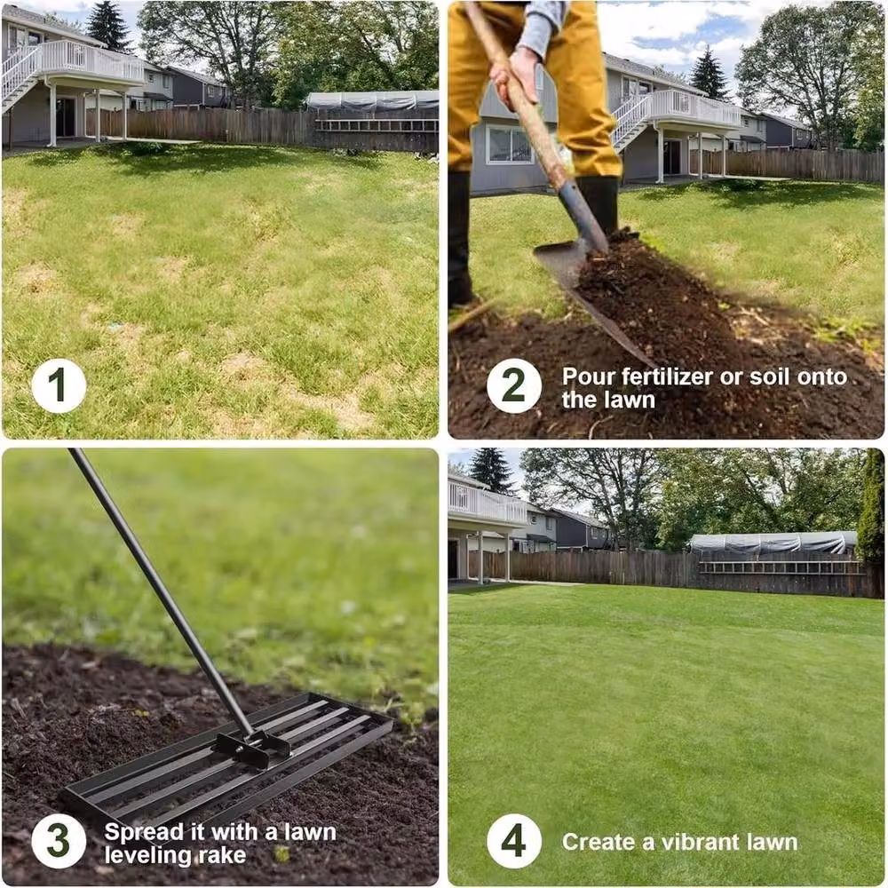 KORVIXA Manual Metal Lawn Levelling Rake in Black – 4
