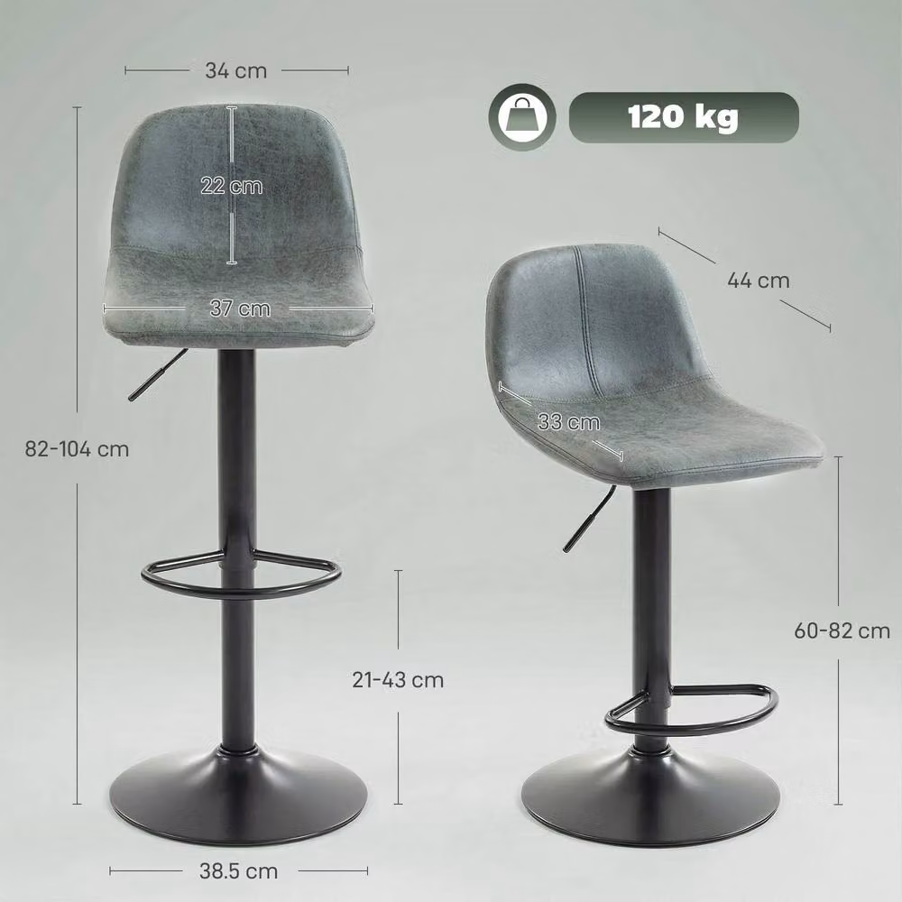 STILVORA Set of 2 Adjustable Swivel Bar Stools with Footrest in Green – 4
