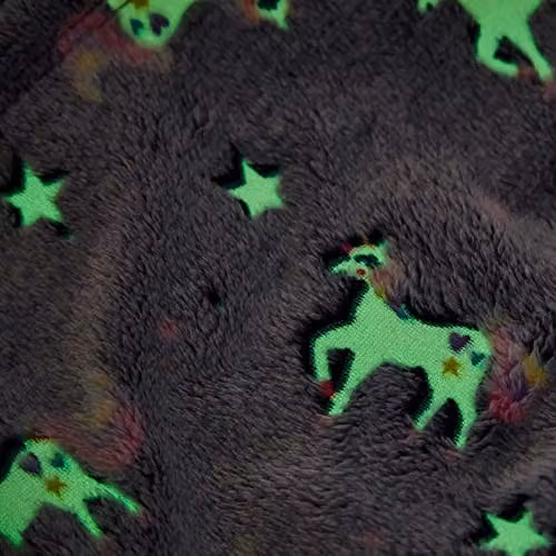 Just Essentials Glow In The Dark Unicorn Reversible Fleece Blanket, Purple and White, W/D/H: 125 x 170 cm – 5