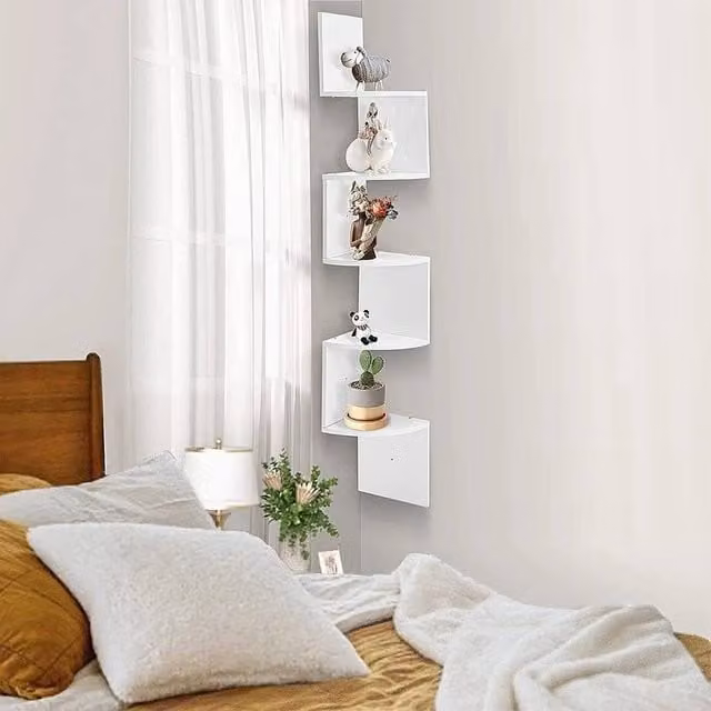 EONLION 5-Tier White Wall Mounted Corner Shelf