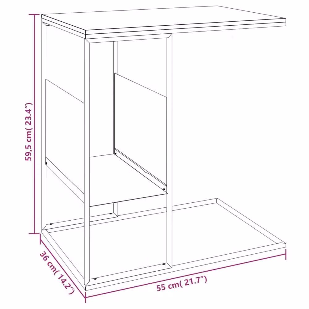 Berkfield Home Black Modern Side Table, W: 55 cm, D: 36 cm, H: 59.5 cm – 4