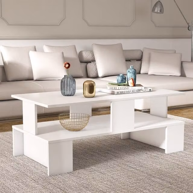 Decorotika Evans Rectangular Coffee Table in White