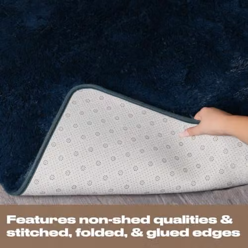 Sienna Modern Shaggy Runner Rug, Navy Blue, W/D/H: 60 x 150 x 1 cm – 5