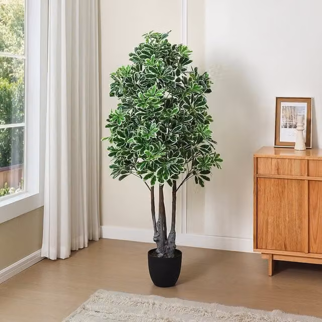 Komore Artificial Schefflera Tree in Green and White
