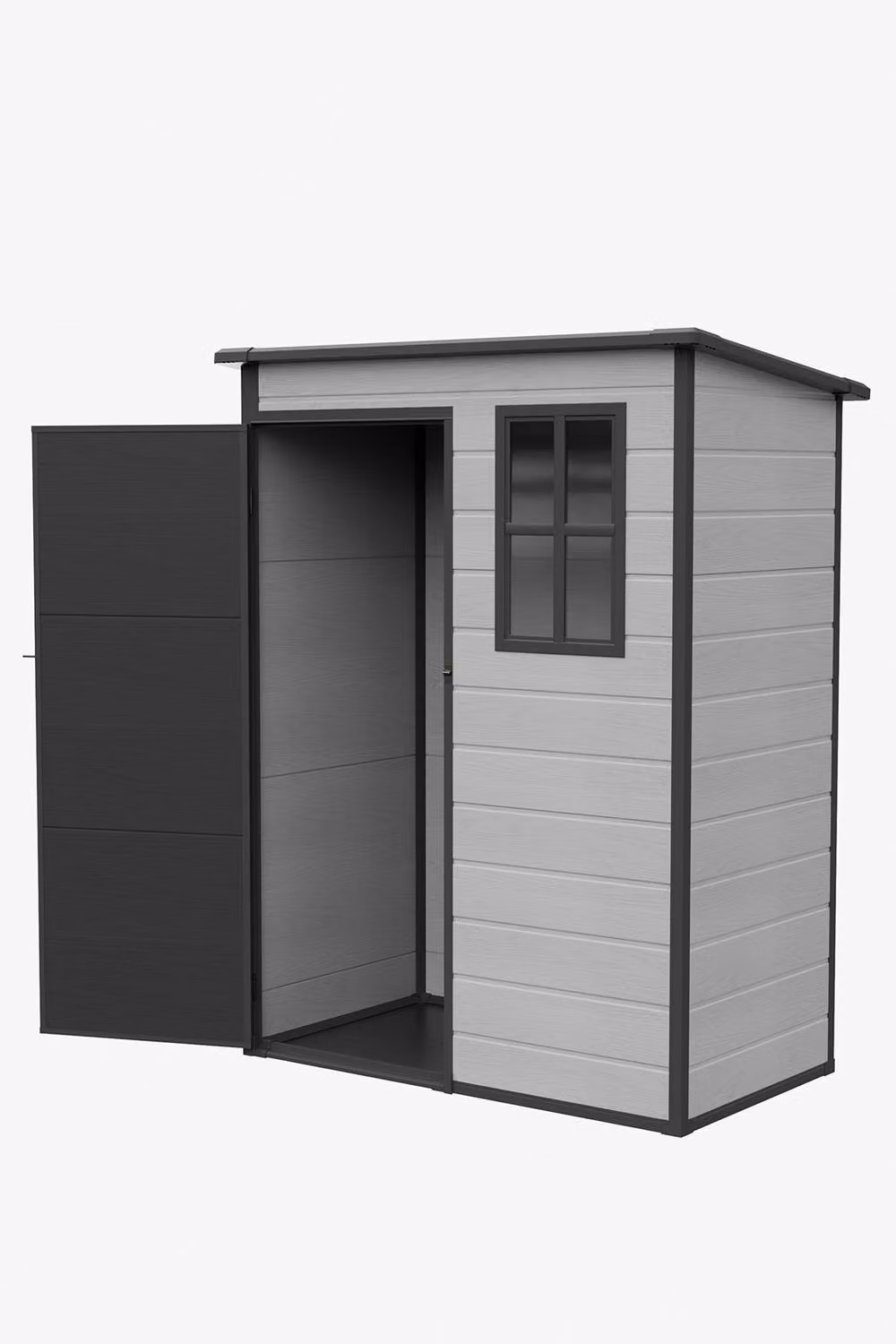 Living and Home Grey Plastic Pent Garden Storage Shed with Lockable Door and Window, W: 152.4 cm, D: 91.44 cm, H: 182.88 cm – 3