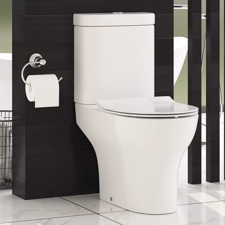 Royal Bathrooms Breeze Rimless Wall Hung Ceramic Toilet in Gloss White with Soft Close Seat
