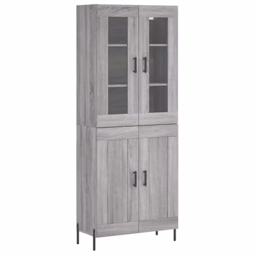 vidaXL Modern Grey Sonoma Highboard in Engineered Wood, W/D/H: 69.5 x 34 x 180 cm