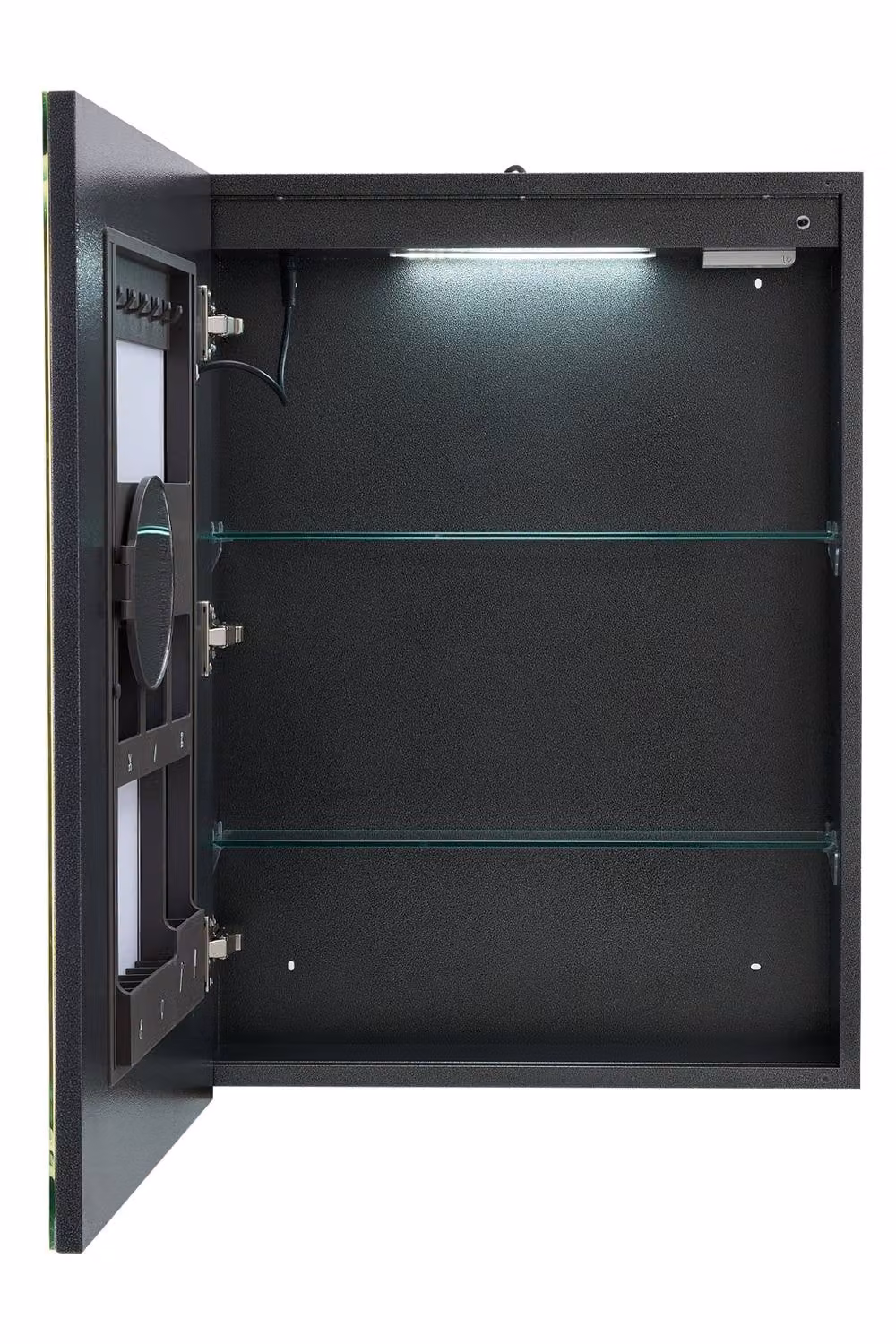 Living and Home Wall-mounted Grey Bathroom Mirror Cabinet with LED Lighting and Sensor Switch – 1